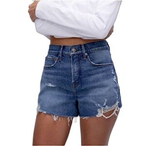 Good American Good 90s Jean Shorts Distressed Curvy Indigo 471